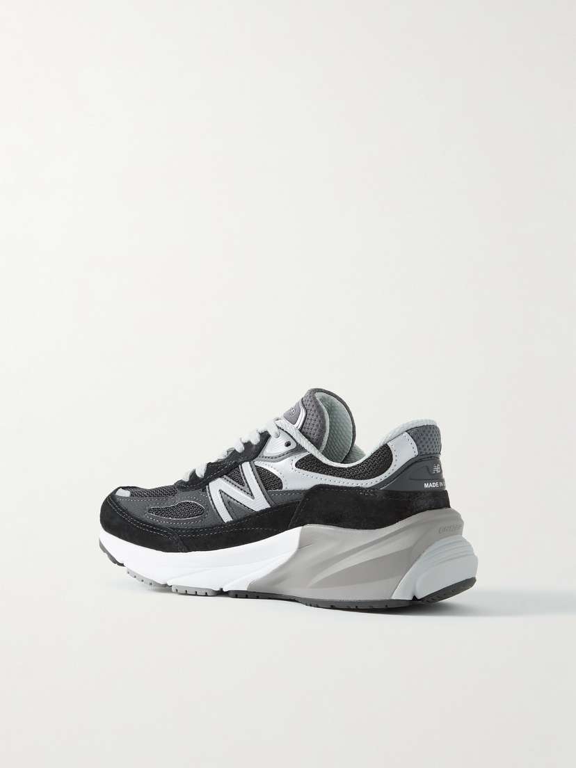 Кроссовки из замши и сетки с кожаной отделкой 990v6. New Balance, черный — фото 3