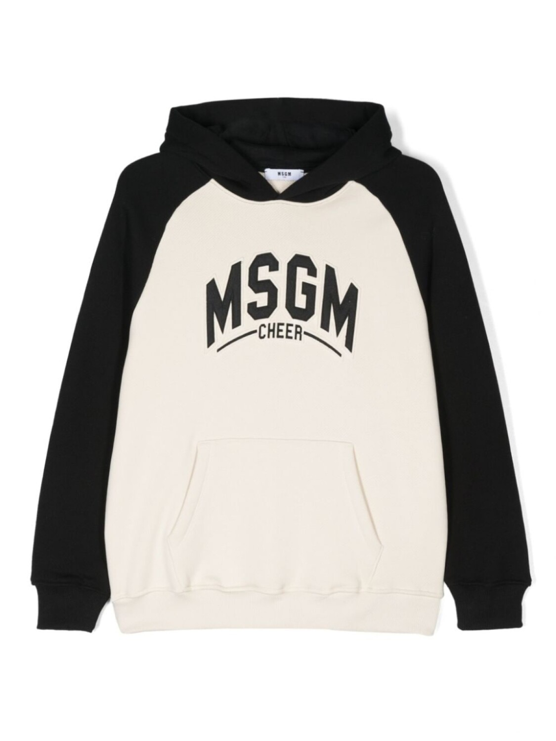 

MSGM Kids хлопковая толстовка с капюшоном и логотипом-аппликацией, нейтральный цвет