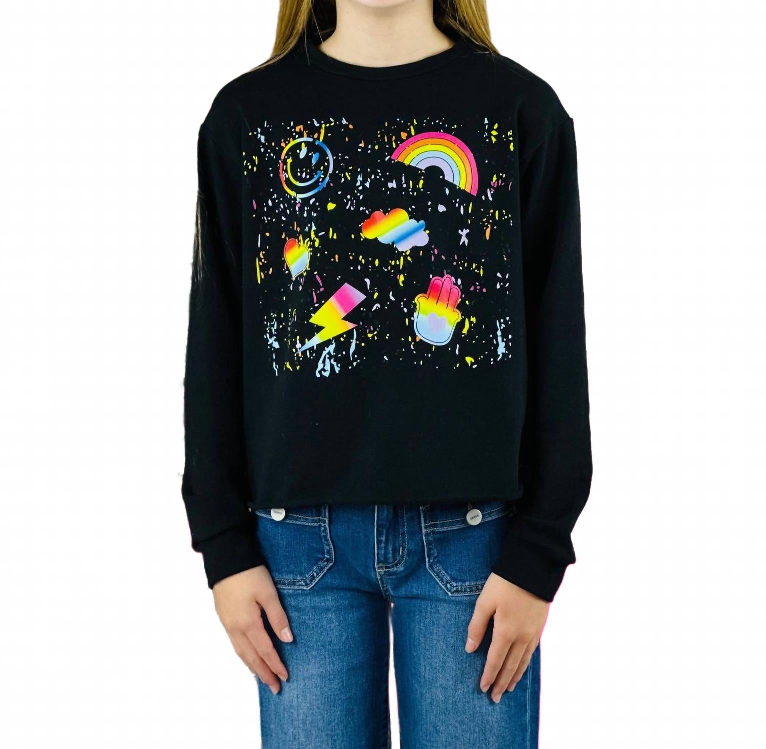 

Черный худи Girl's Splatter Icon с принтом Rock & Candy