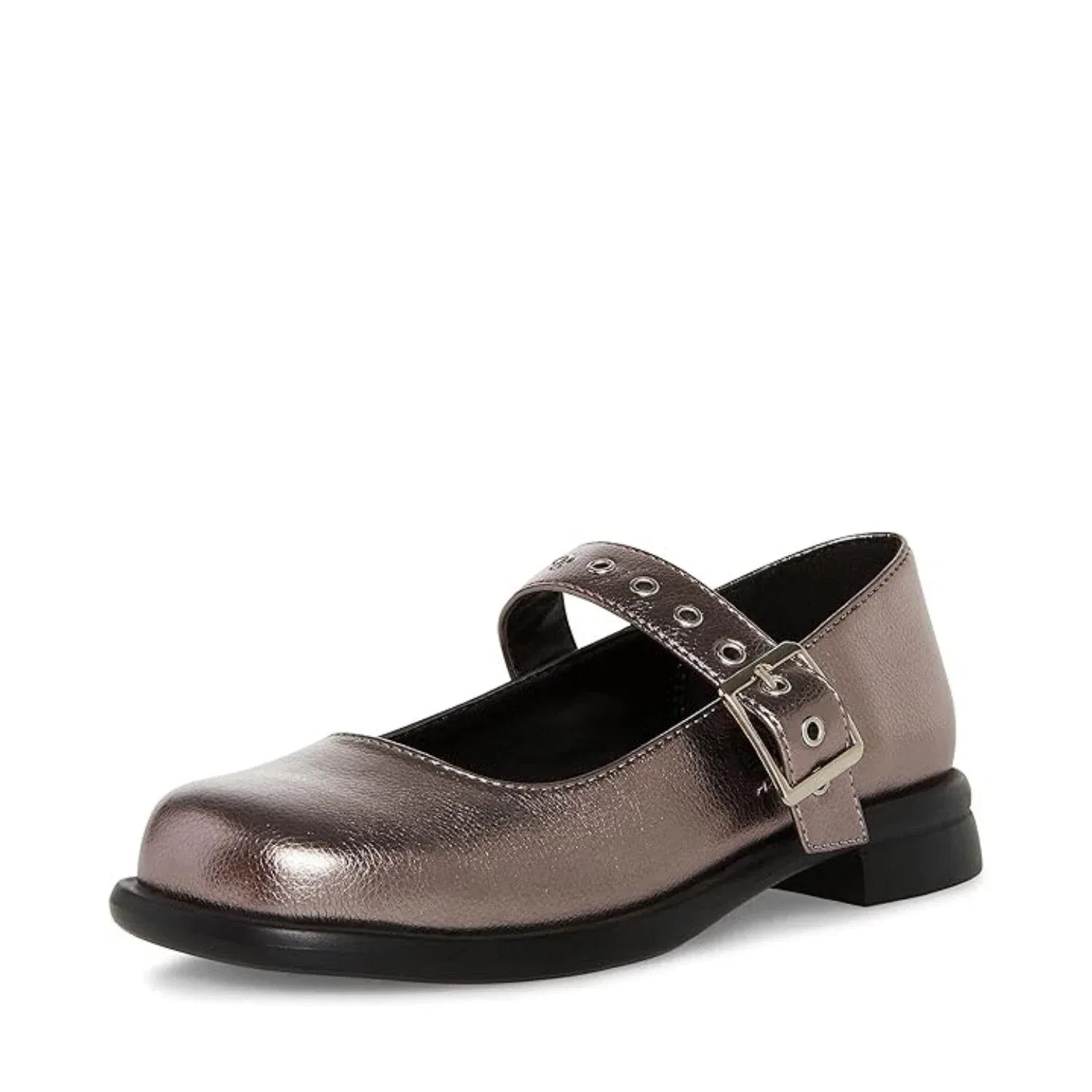 Детские балетки Steve Madden Bitsy Flat цвета олова с закругленным носком и регулируемым ремешком HTAT414
