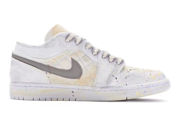 Кроссовки Air JORDAN 1 Vintage Basketball Shoes Women's Low-Top White Beige — фото 3