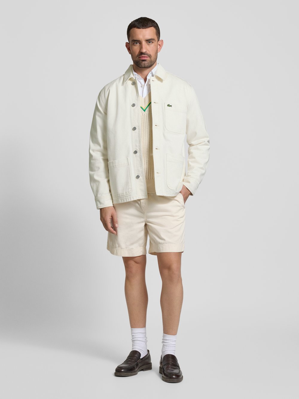 

Куртка-рубашка свободного кроя с карманами Lacoste, кремовый