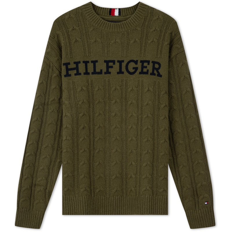 

Свитер с круглым вырезом из трикотажной ткани Unisex Tommy Hilfiger, темно-зеленый