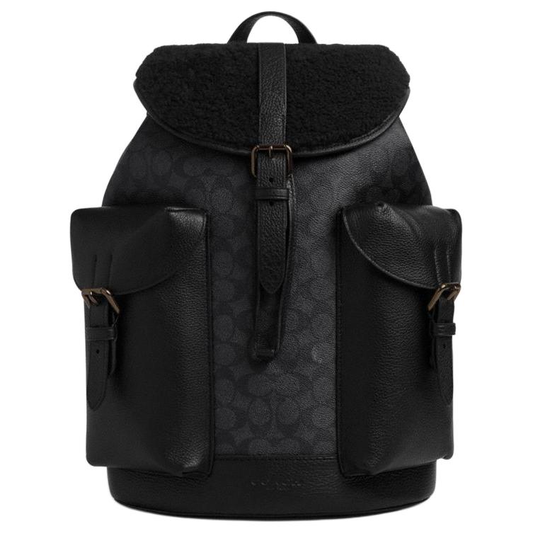 

COACH Кожаный рюкзак из коровьей кожи большого размера мужской черный
