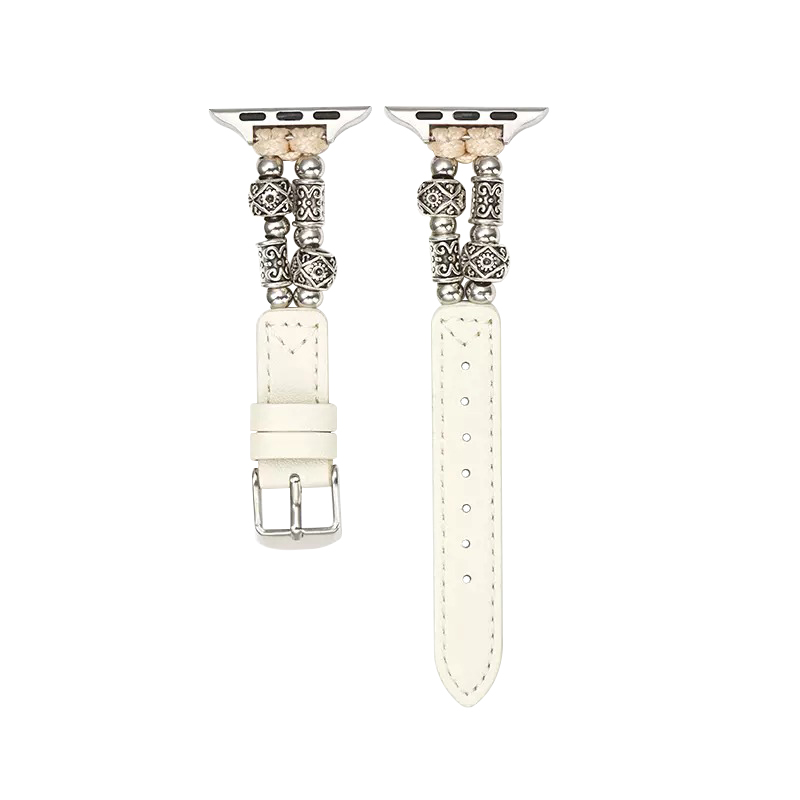 

Ремешок Apple совместимость кожа 198 мм Чжунво, браслет - тибетские серебряные бусины