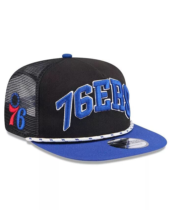 

Мужская черная/королевская бейсболка Philadelphia 76ers Throwback Team Arch Golfer Snapback New Era, черный