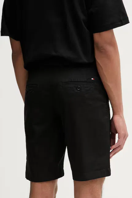 Шорты хлопковые с эластаном Tommy Hilfiger, черный — фото 3