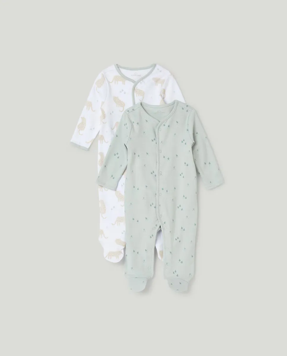 

Комплект из 2 длинных комбинезонов для мальчика Cotton Juice, зеленый