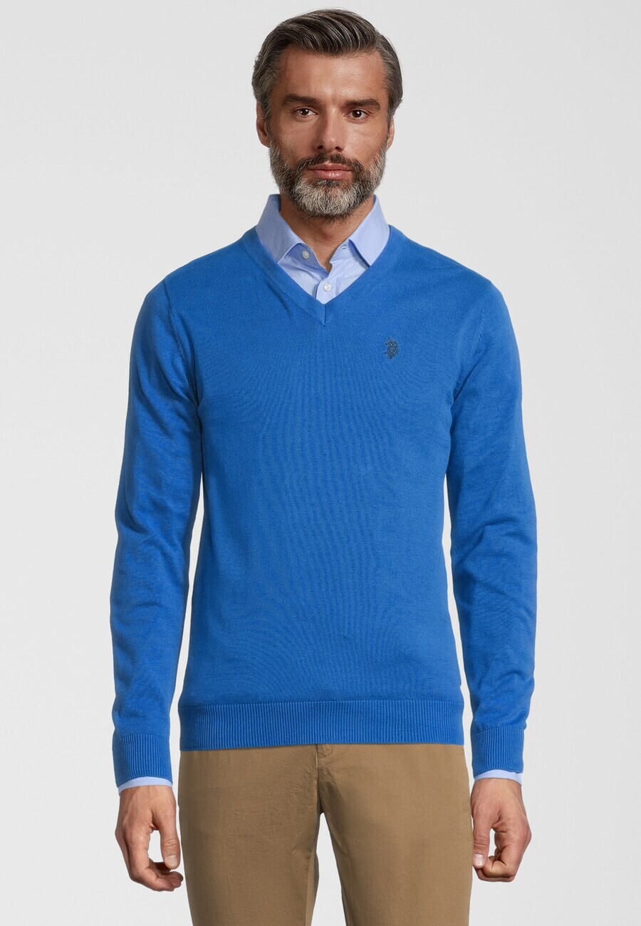 Свитер с v-образным вырезом U.S. POLO ASSN. Sweater, королевский синий — фото 2