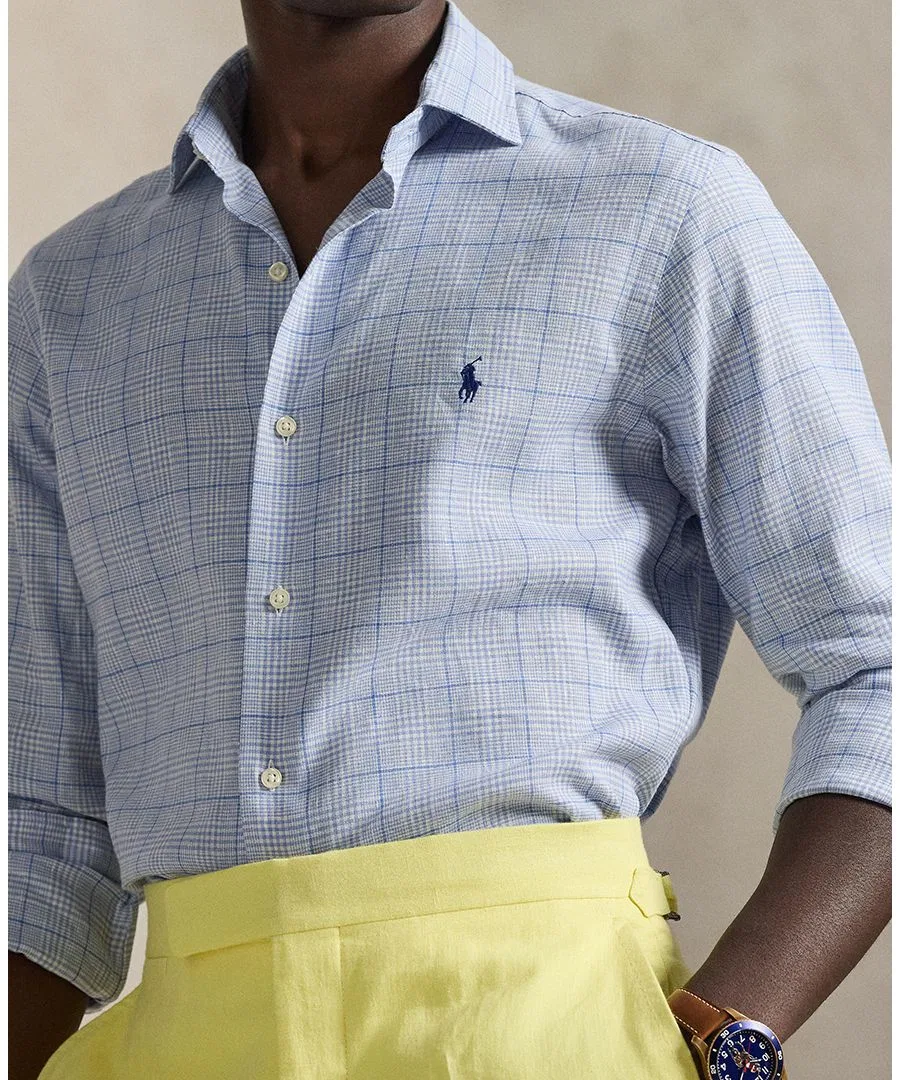 Мужская клетчатая рубашка классического кроя Polo Ralph Lauren, синий — фото 3