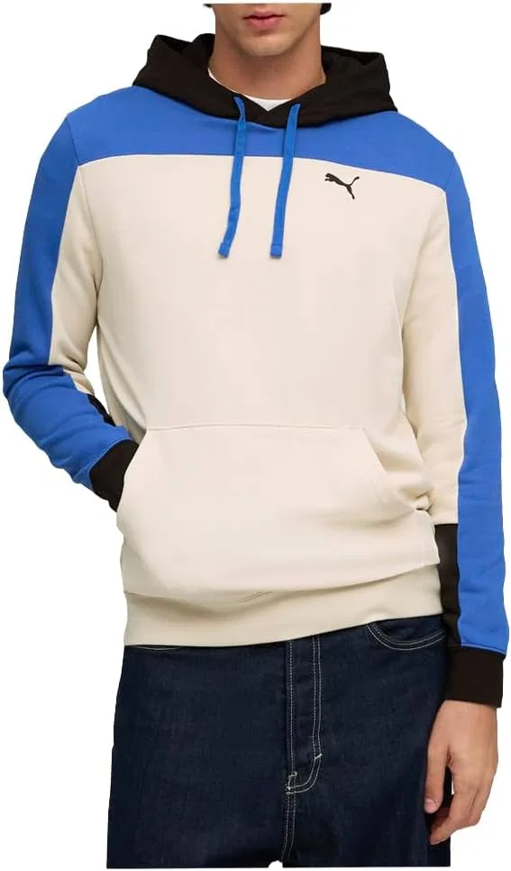 Мужская толстовка PUMA Essentials Block Hoodie, спортивная верхняя одежда, повседневная - белая — фото 2