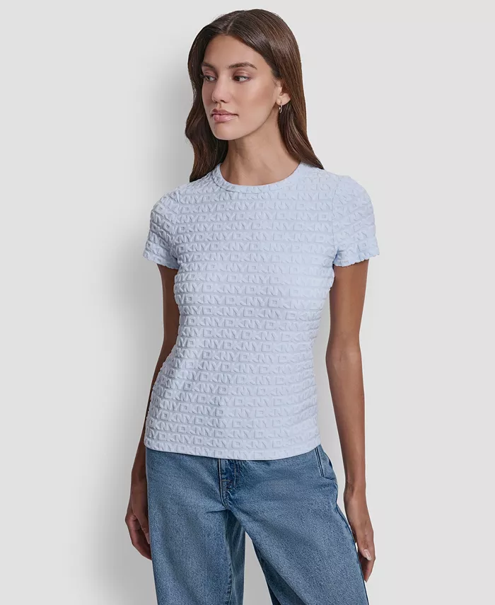 

Женская водолазка с жаккардовым логотипом Dkny Jeans, синий