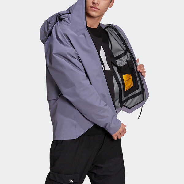 Куртка Men's adidas Myshelter Jkt Outdoor Sports Loose Rainproof Hooded Logo Jacket Autumn Purple, фиолетовый — фото 4