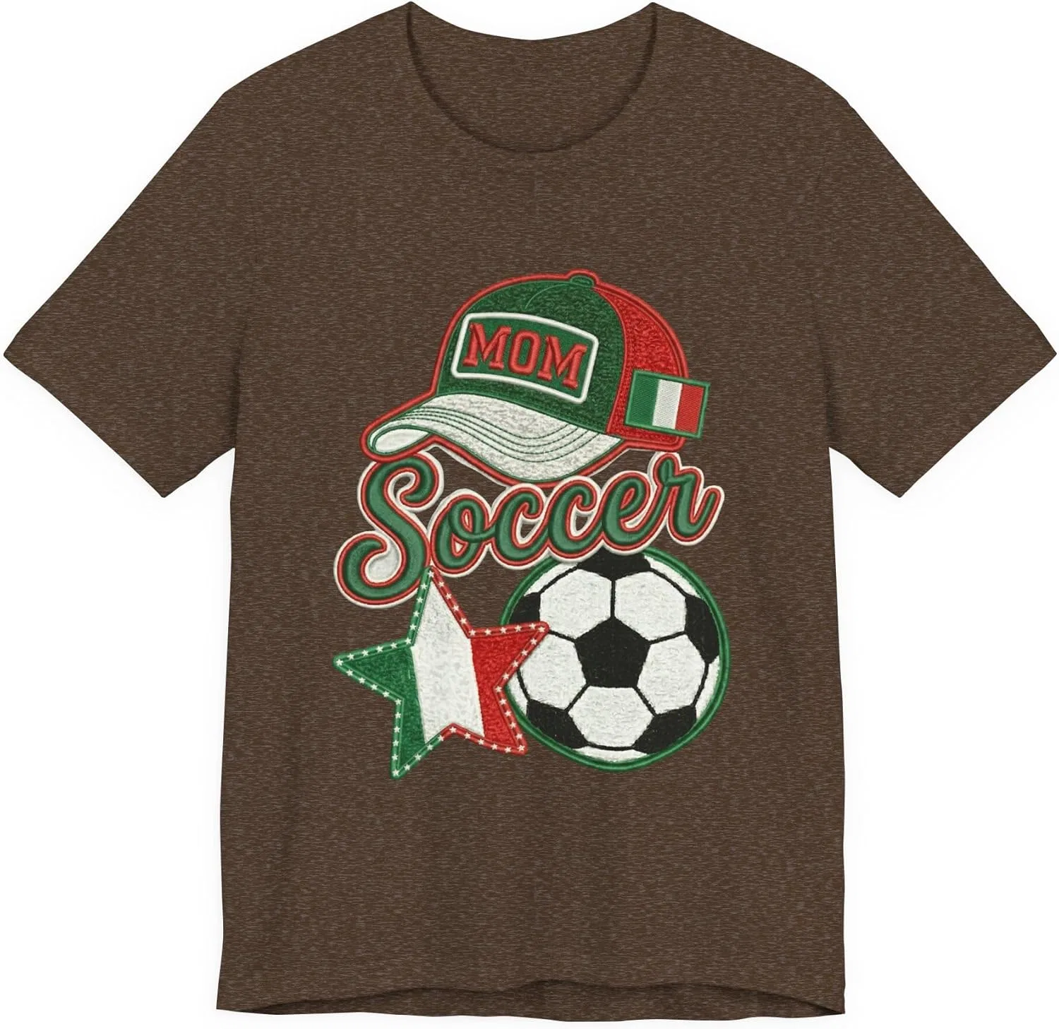 Футболка с принтом Mom Soccer Cap and Ball, футболка для мамы, Heather Brown
