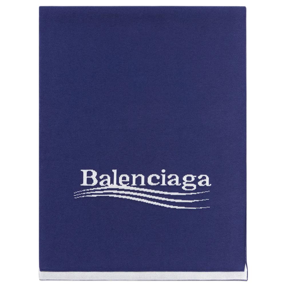 

Balenciaga Хлопковый вискозный вязаный шарф унисекс синий, Blue