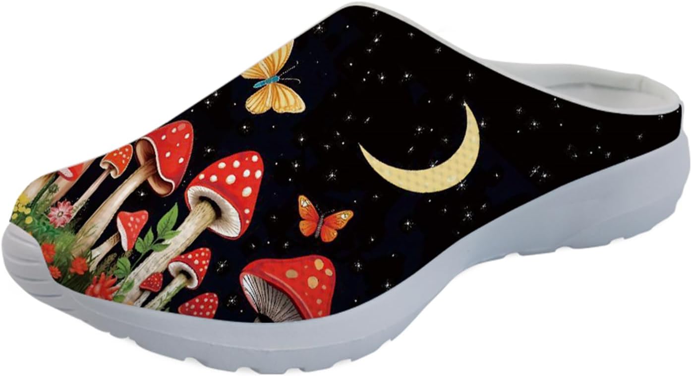 

Forchrinse Hawaiian Palm Tree Watercolor Sky Beach Женские слипоны-мюли Мужские прогулочные кроссовки Садовые сабо Домашние туфли Легкие, красный