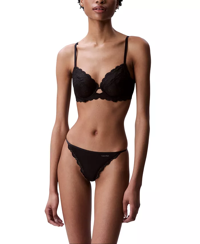 Женский бюстгальтер Sensual Stretch с кружевом, без косточек, полного покрытия QF8120 Calvin Klein, черный — фото 3