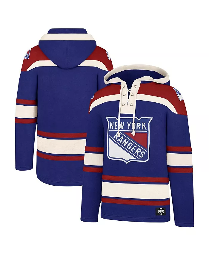 

Мужская синяя толстовка с капюшоном New York Rangers Big and Tall Superior Lacer на шнурках '47 Brand