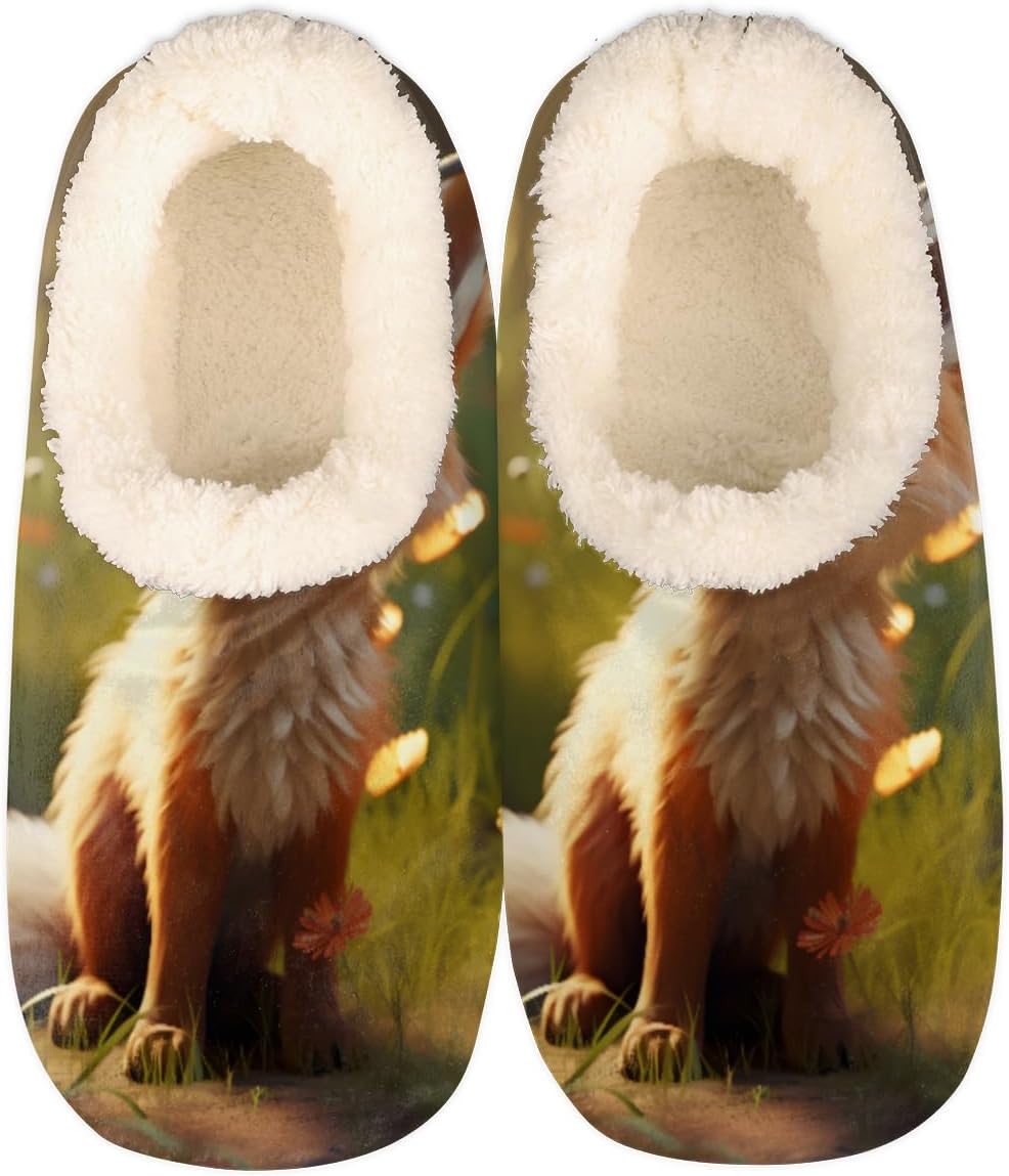 

Мягкие домашние тапочки для женщин и мужчин, с противоскользящей флисовой подкладкой в виде лисы, домашние тапочки для спальни с плюшевой подкладкой, теплые тапочки с мультяшной лисой Pardick, мультиколор