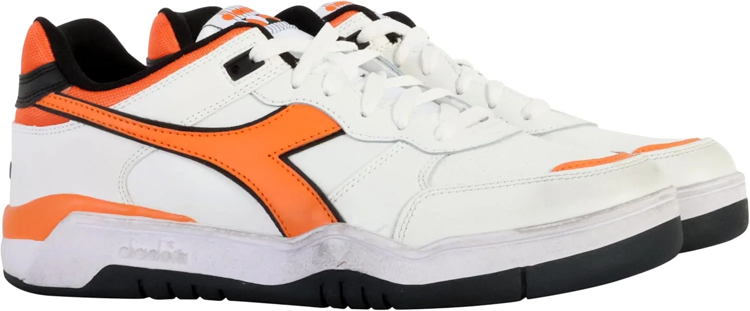 Кроссовки Diadora из кожи, White Orange — фото 3