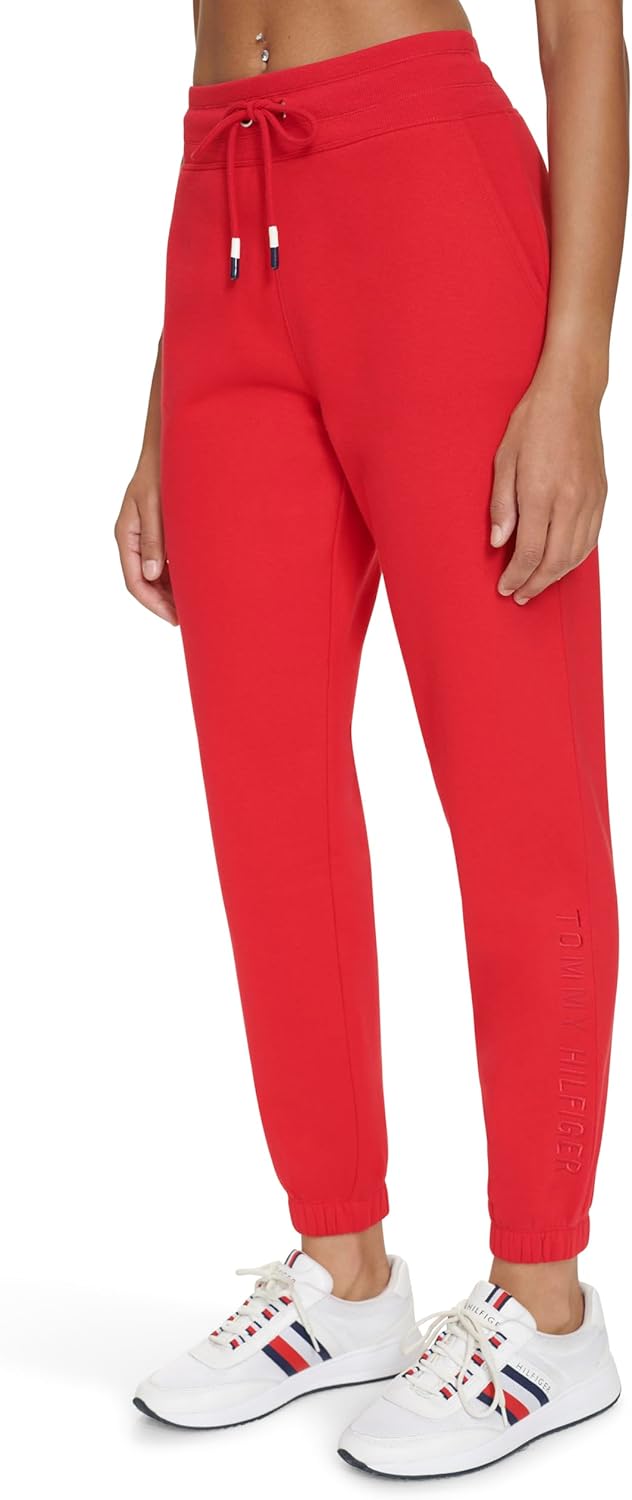 Женские флисовые джоггеры с вышитым логотипом Tommy Hilfiger, Rich Red — фото 3
