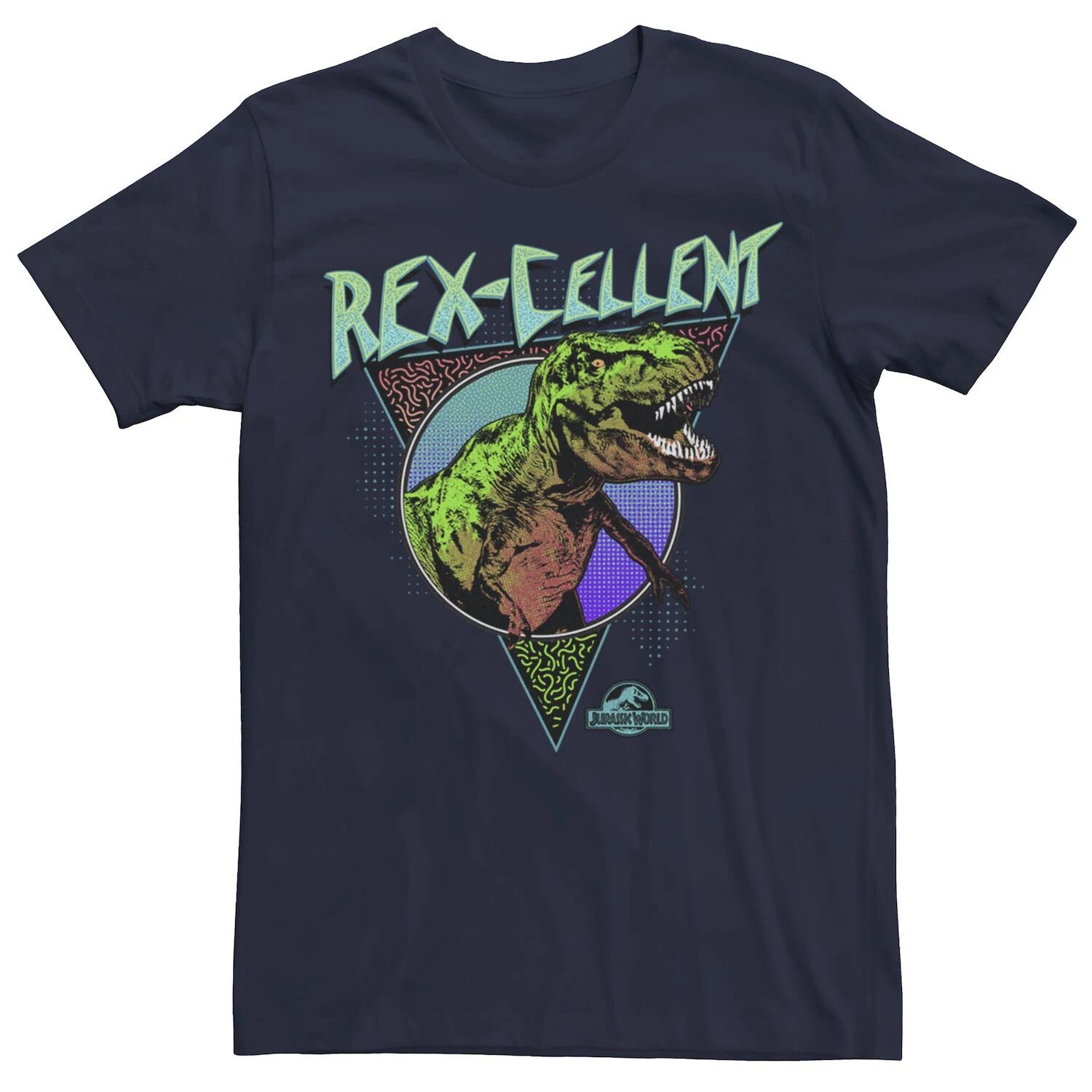 

Мужская футболка с рисунком в стиле ретро Jurassic World Rex-Cellent, Blue Licensed Character, синий