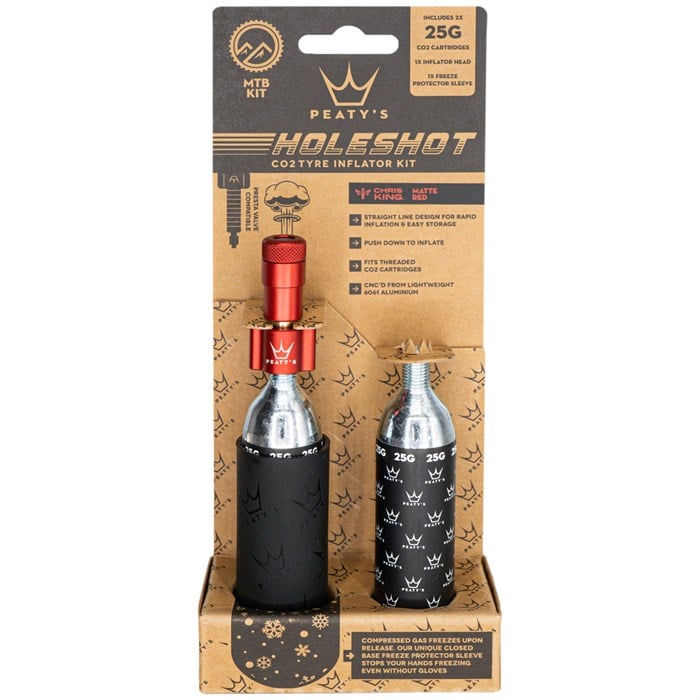 

Комплект для накачивания шин Holeshot CO2 с картриджами Peaty'S, Red