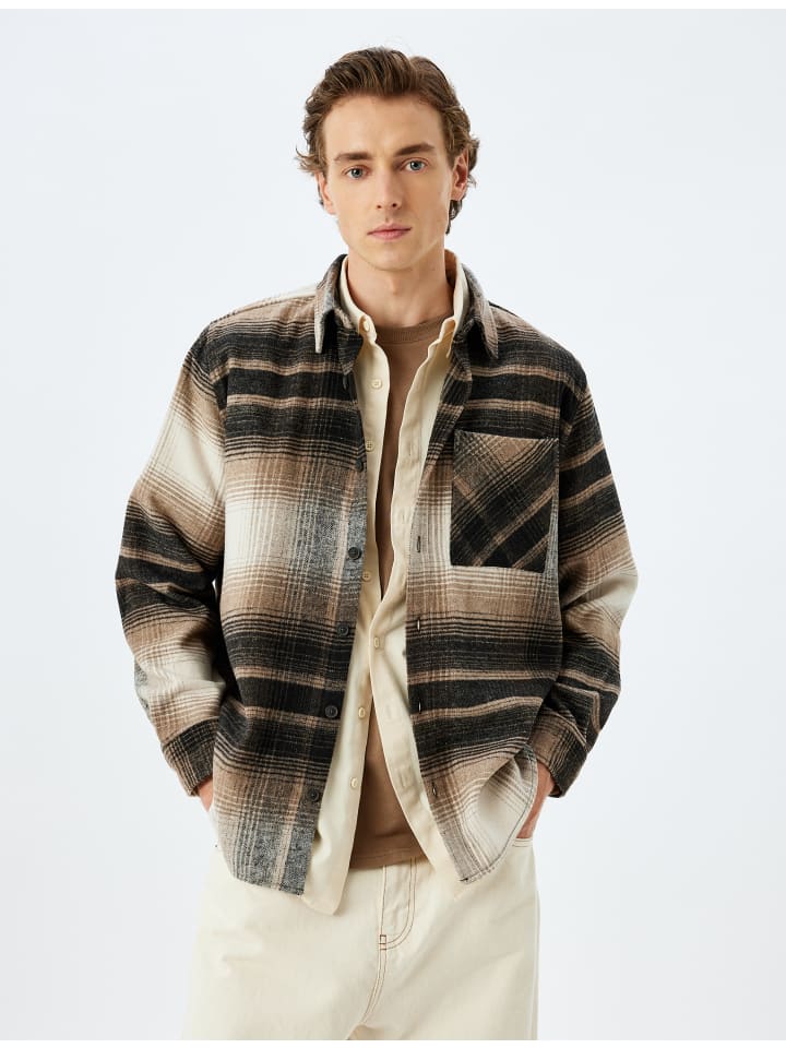 

Коричневая клетчатая рубашка KOTON