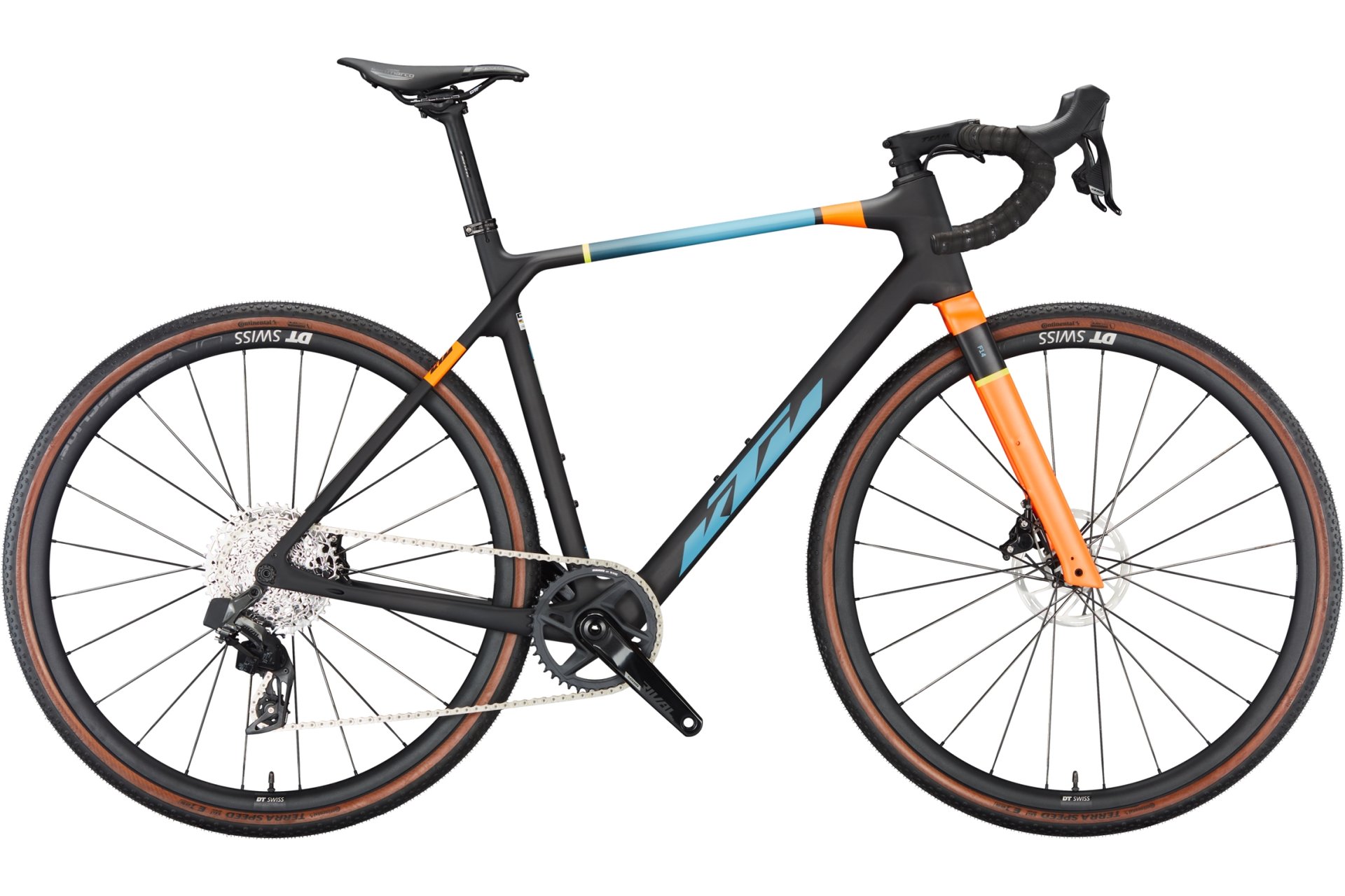 

Гравийный велосипед Ktm X-Strada master - 28 дюймов - diamant, schwarz | carbon matt (pale orange+blue+lemon)