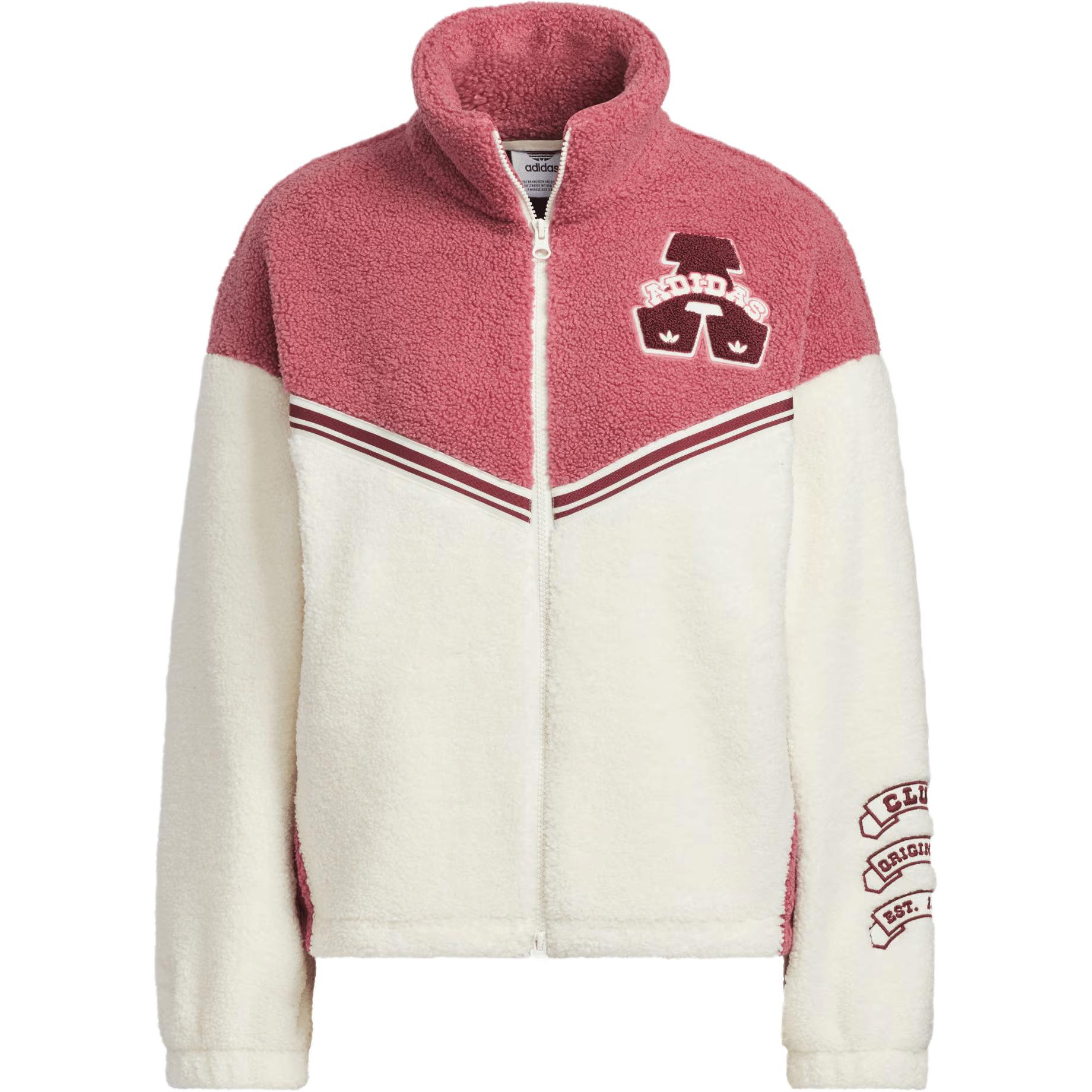Куртка женская колледж тёмно-розовая/слоновая кость Adidas Originals — фото 2