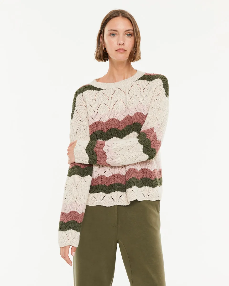 

Женский джемпер в полоску с длинными рукавами и круглым вырезом Paz Torras, бежевый