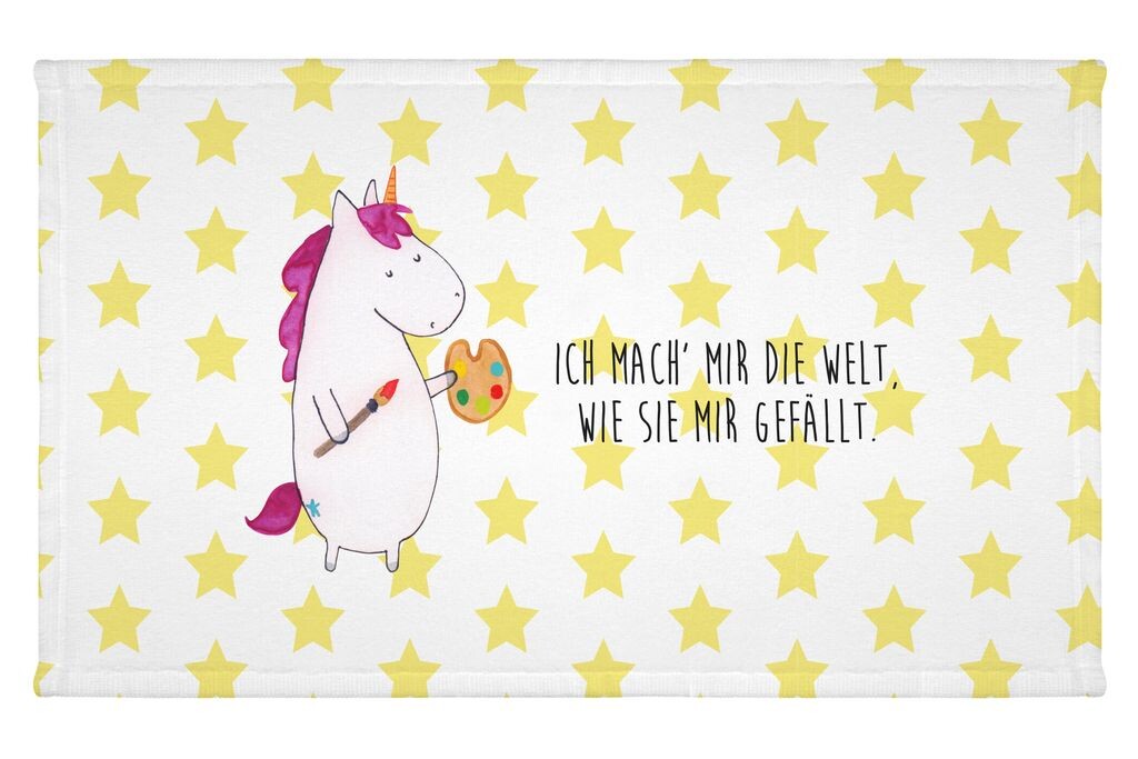

Полотенце для гостей Mr. & Mrs. Panda Unicorn Artist — белое — подарок, английский язык, кисть, ручка, дорожное полотенце, спортивное полотенце, единорог, гостевое полотенце, художник, украшение в виде единорога, белый