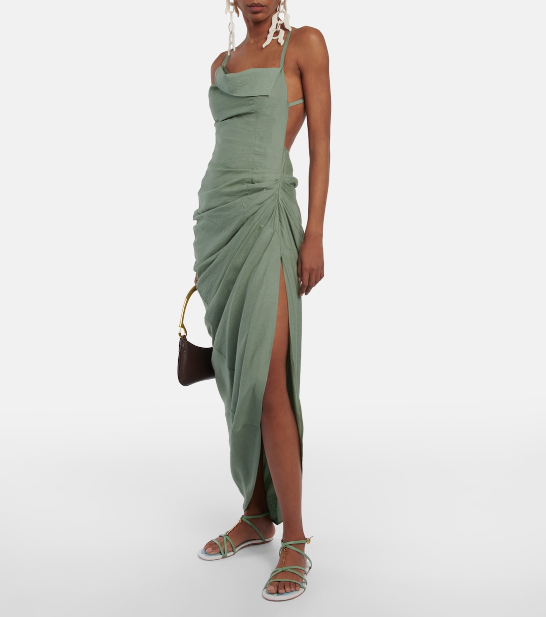 Сандалии из кожи с декором Jacquemus, Light Green — фото 2