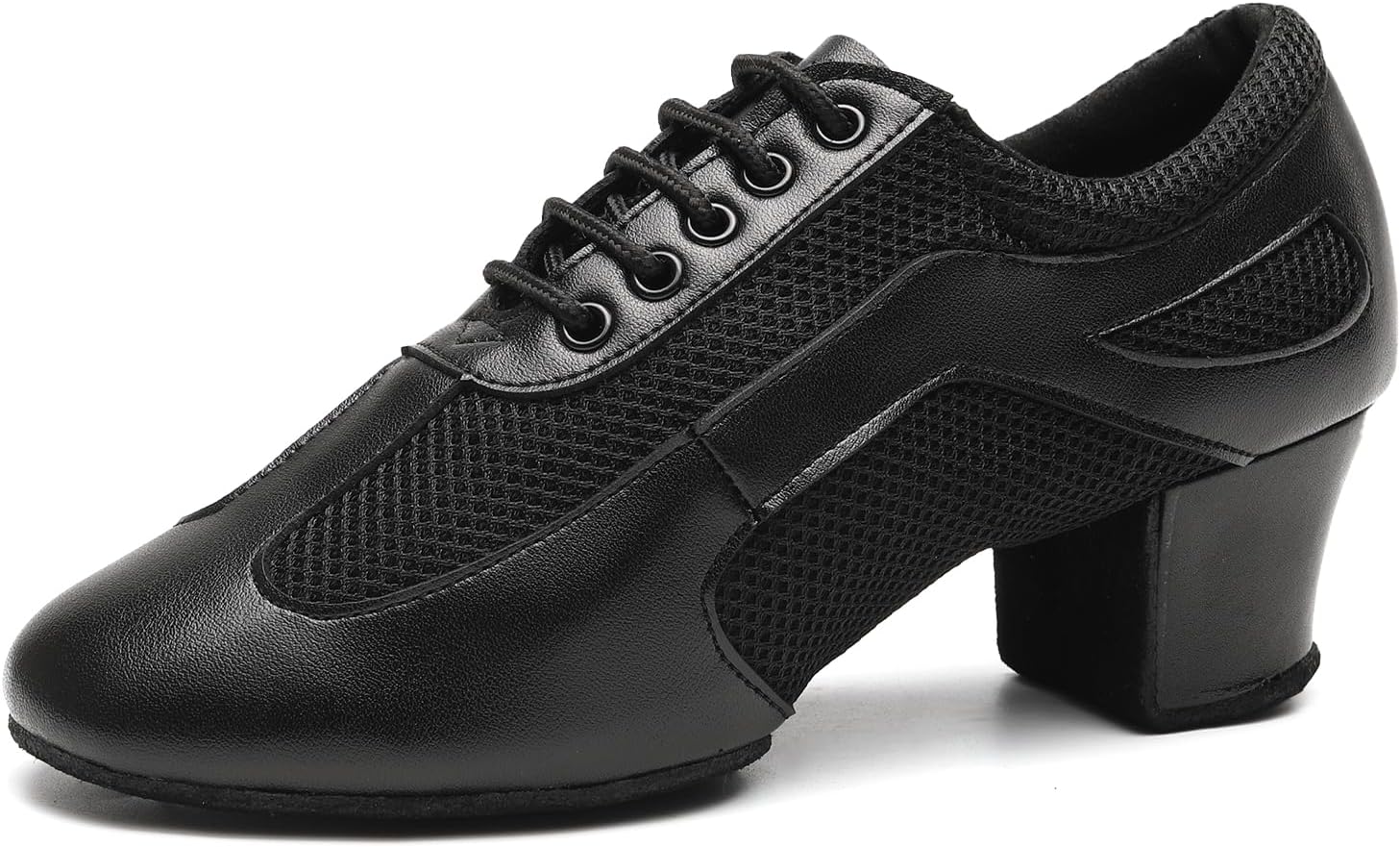 

Латиноамериканские танцевальные туфли для женщин с шнуровкой, для бальных и современных танцев, сальсы, для обучения, практики и профессиональных выступлений, с низким каблуком 4 см Vcixxvce, черный