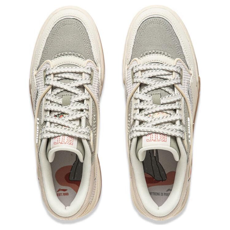 Кроссовки LINING 001 BTC Skateboarding Shoes Men Low-top Pearly White/withered Grass Grey, белый — фото 4