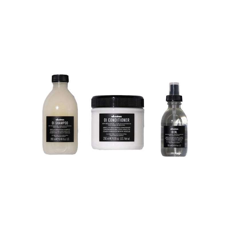 Набор средств для волос Davines OI Absolute Beautifying: шампунь, 90 мл + кондиционер, 75 мл + масло для волос, 50 мл — фото 4