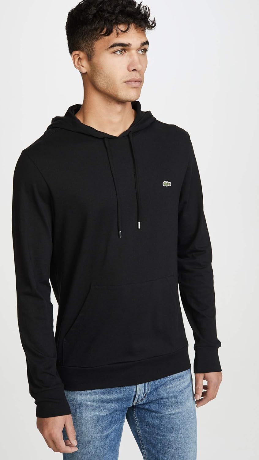 Lacoste лонгслив худи джерси футболка с центральным карманом, Th9349, Black — фото 3
