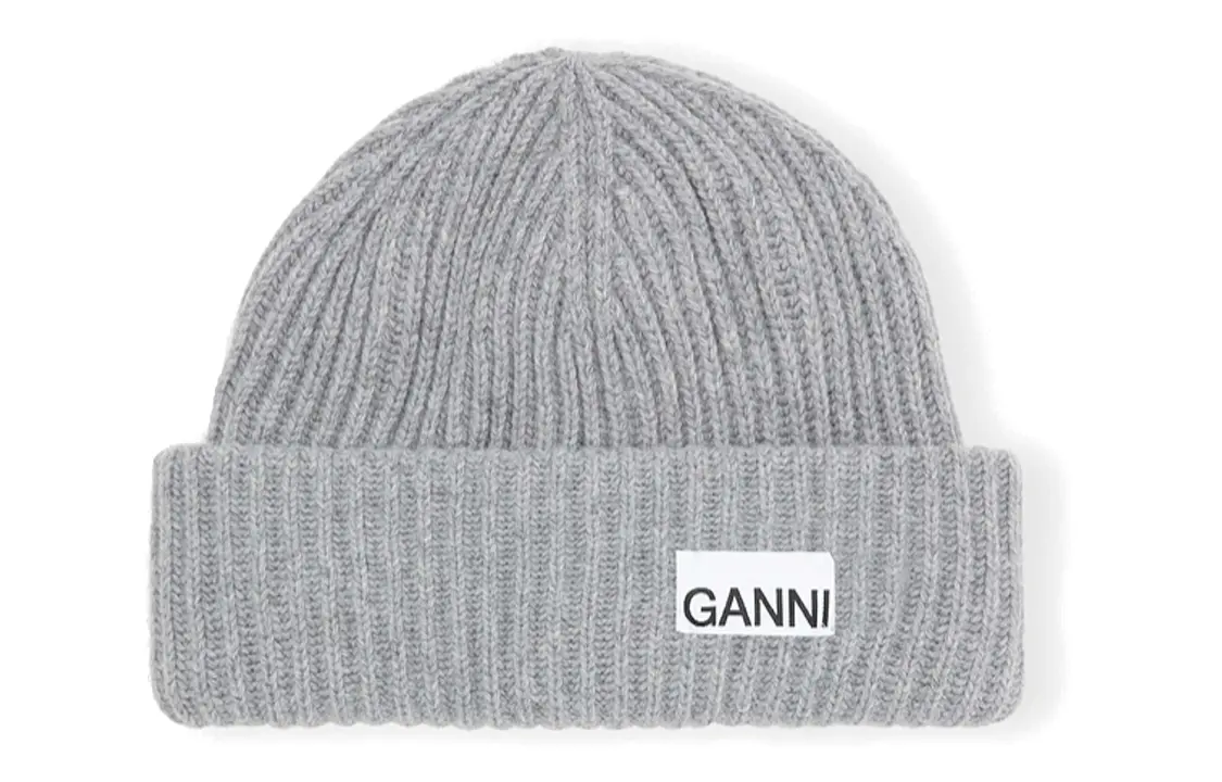 

GANNI Шапка-бини оверсайз с нашивкой Logo Patch, Gray