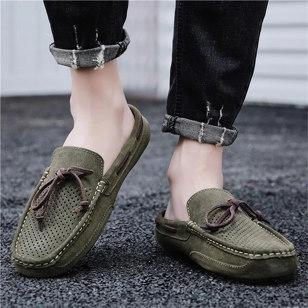 Мокасины мужские дышащие, Loafers Moccasins, зеленый DHFIRUFSHLO — фото 2