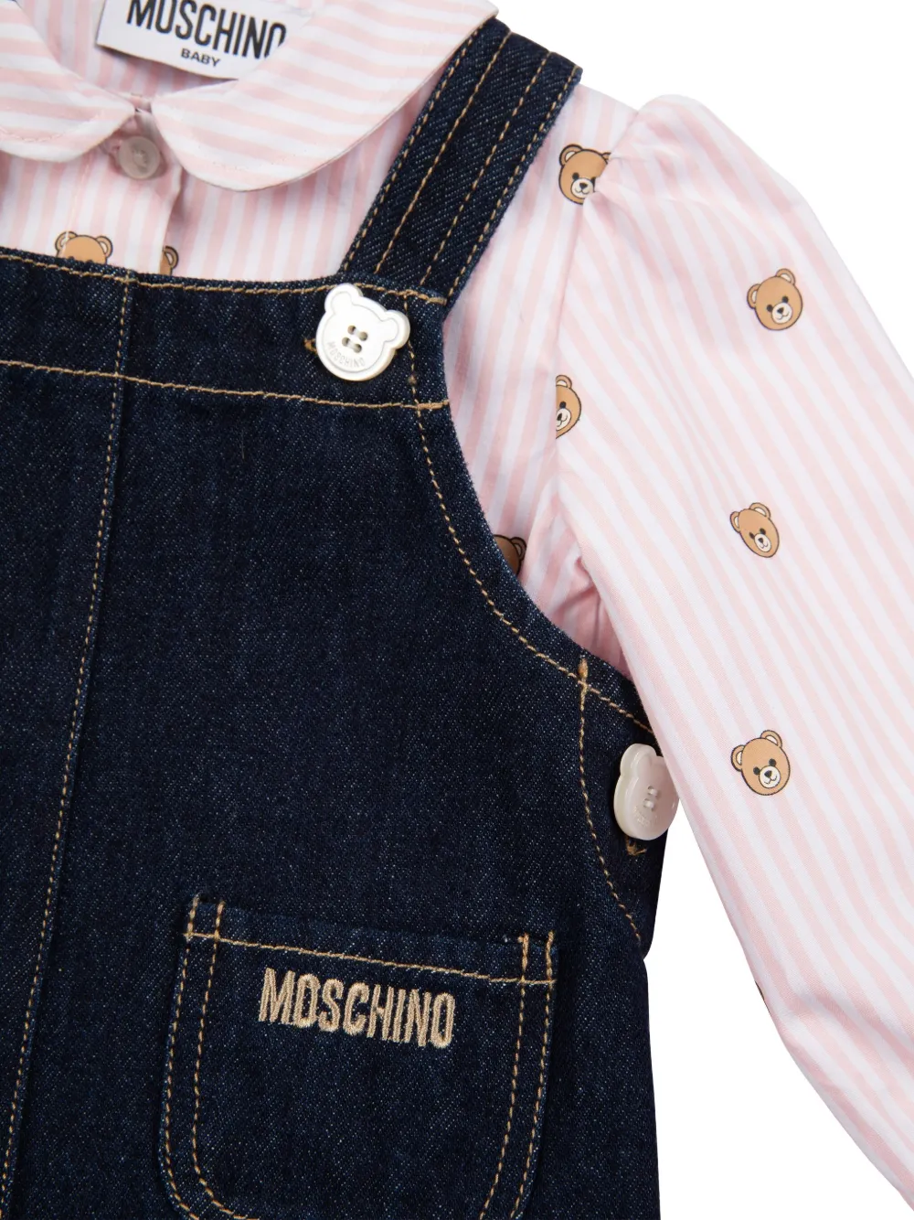 Комплект из платья и блумеров Moschino Kids, синий — фото 3