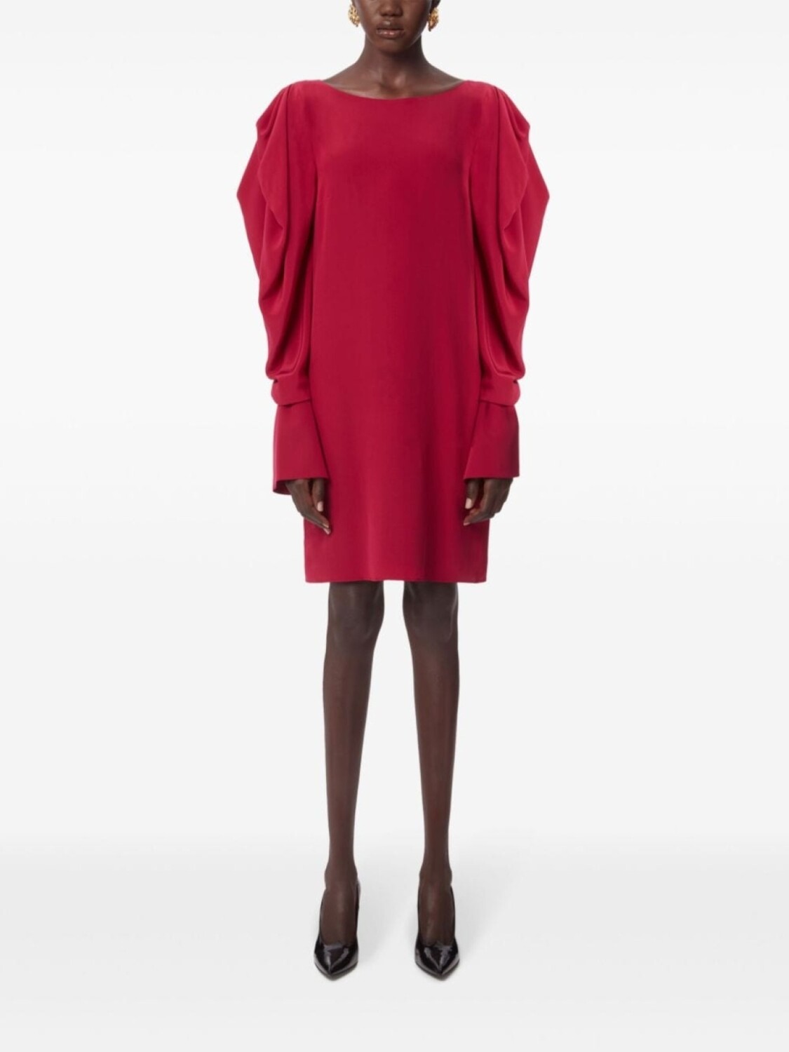 

Nina Ricci шелковое платье мини с присборенными рукавами, розовый