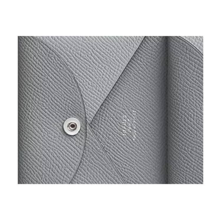 HERMES Картхолдер Calvi Duo Epsom Calfskin для женщин, серый — фото 3