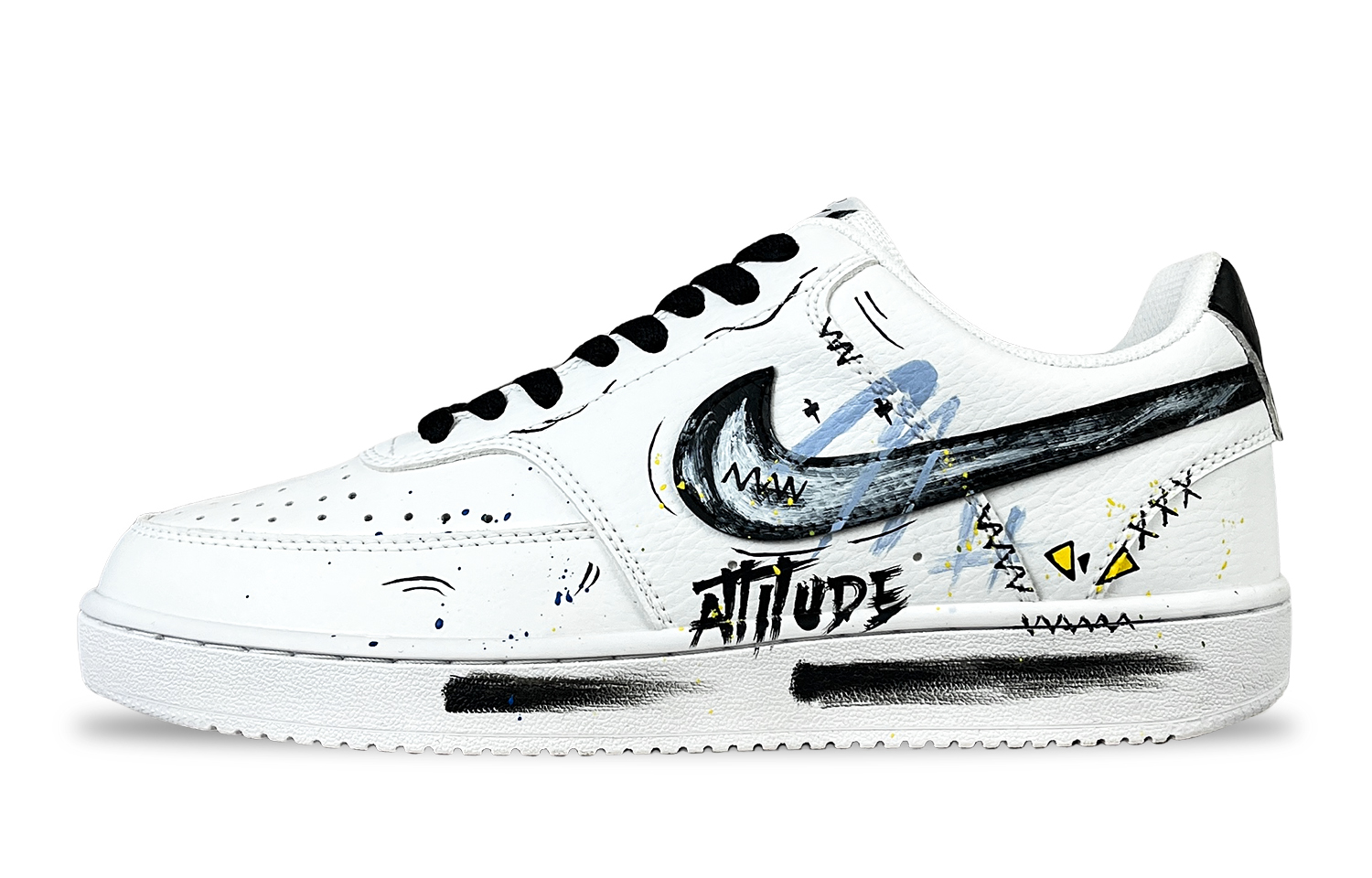 

Nike Кроссовки Court Vision 1 Slacker, Sea Salt Fantasy, с антискользящим покрытием, износостойкие, низкие, мужские, для скейтбординга, черные, белые