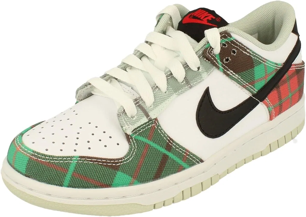 Кроссовки Nike Dunk Low, белый/черный-университетский красный-стадионный зеленый, 100