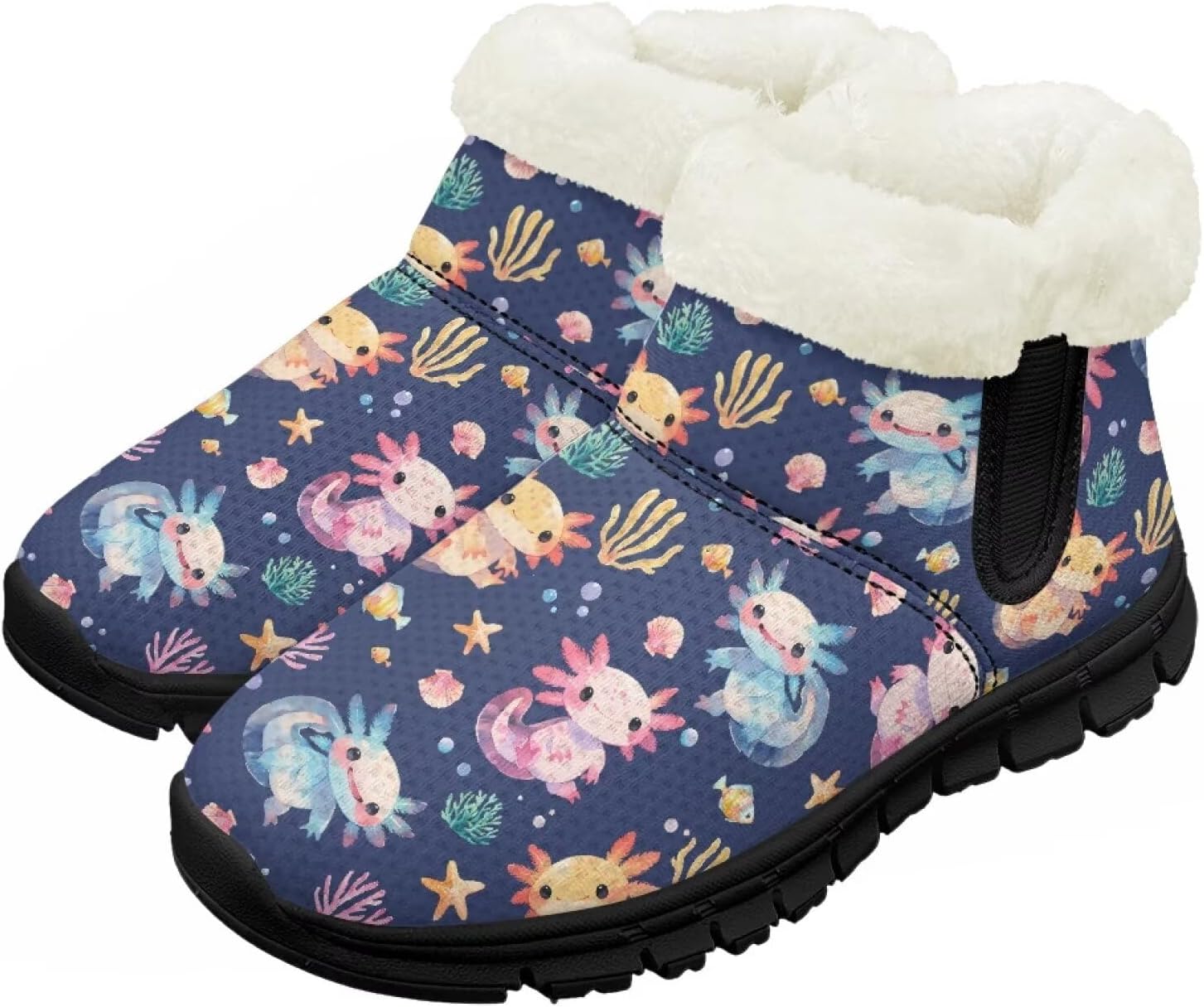 

Детские зимние сапоги для девочек, водонепроницаемые, противоскользящие, для холодной погоды, с искусственным мехом, походные ботинки Goronwyfloyd, Shell Colorful Axolotl