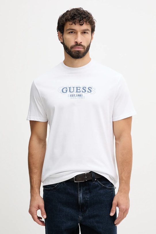

Хлопковая футболка Guess, белый