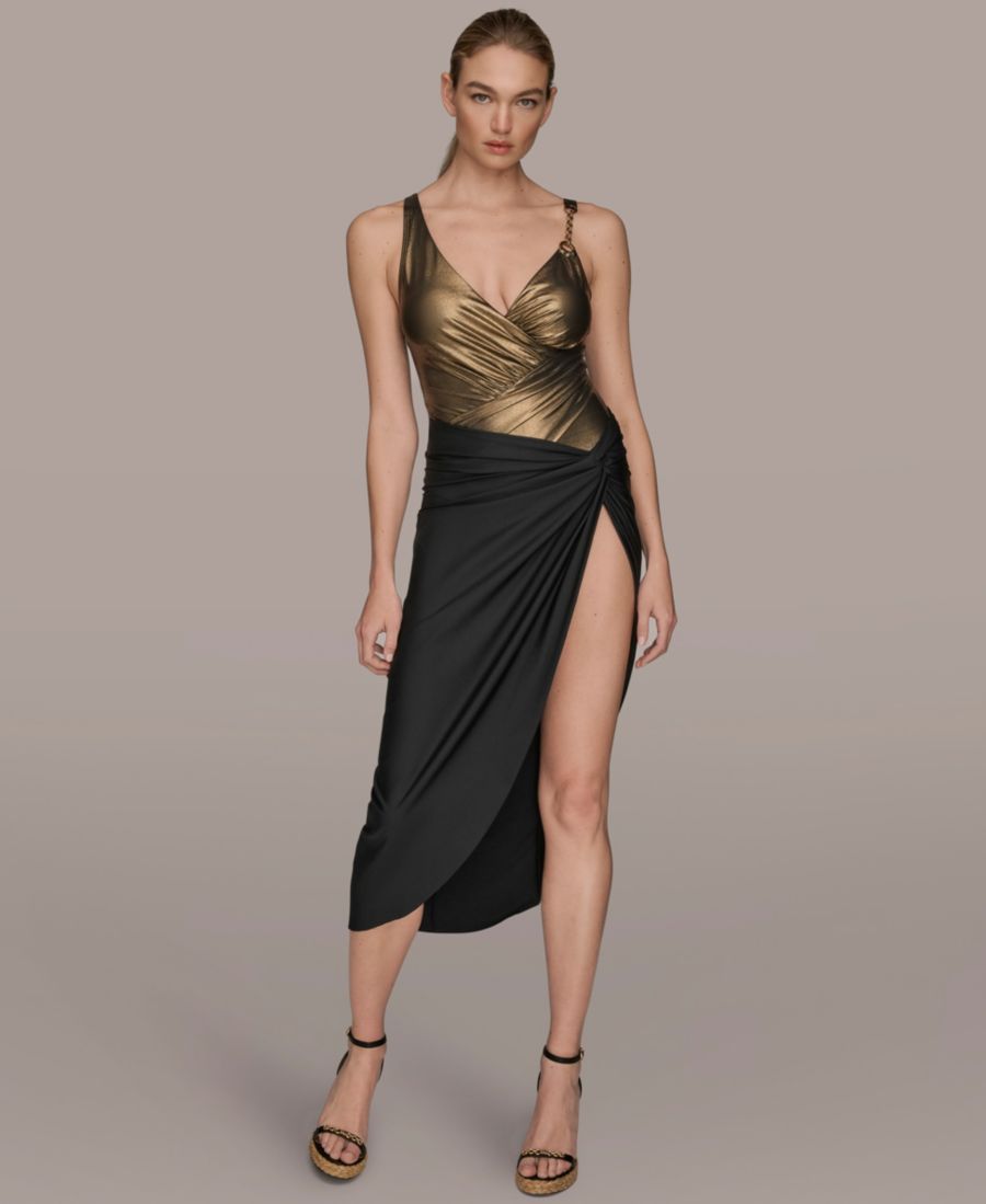 

Женская саронг-юбка Donna Karan с драпировкой и боковым разрезом Donna Karan New York, Black