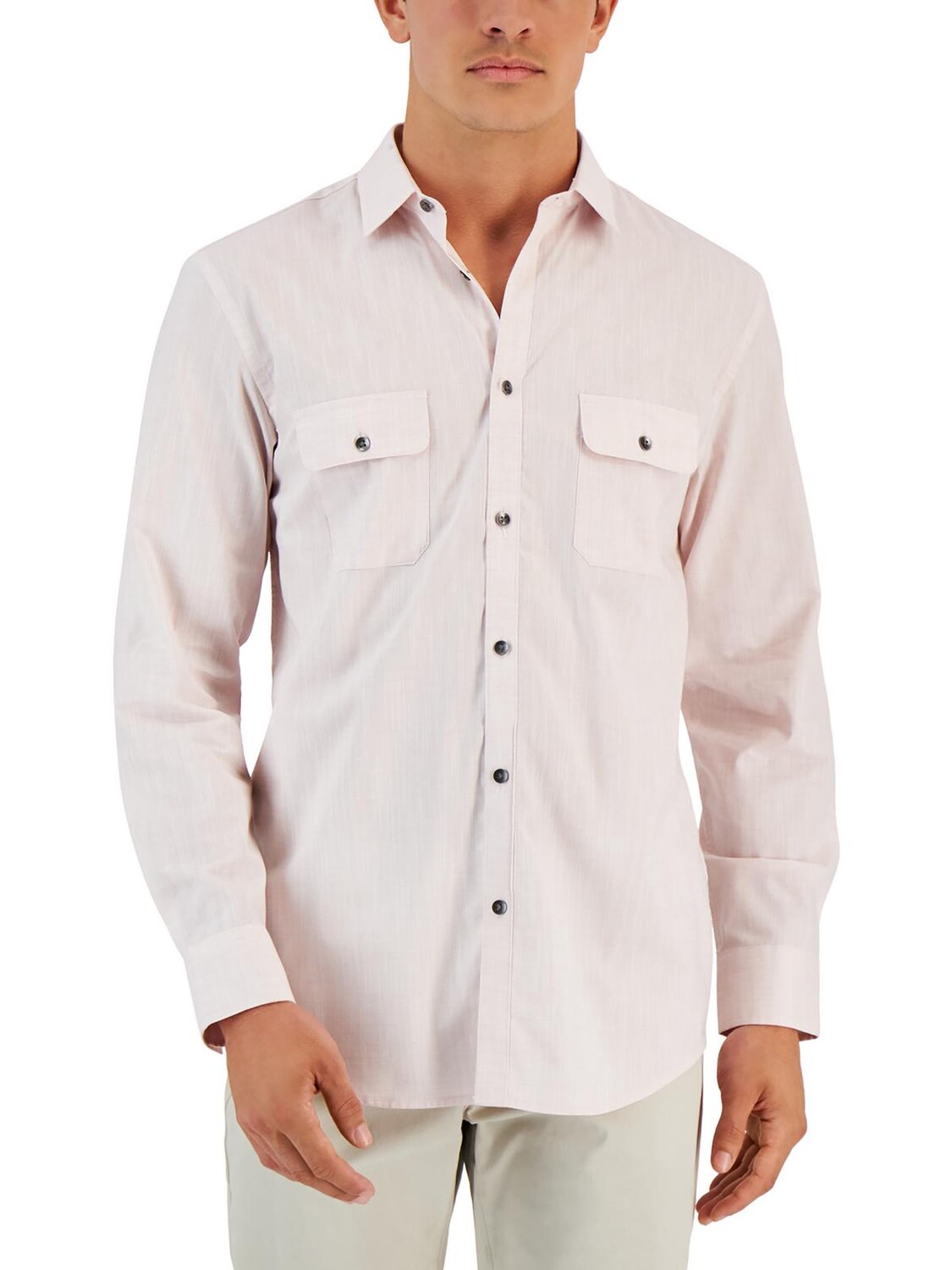 

Мужская рубашка на пуговицах с острым воротником из верескового рисунка Alfani, цвет Polished Nude