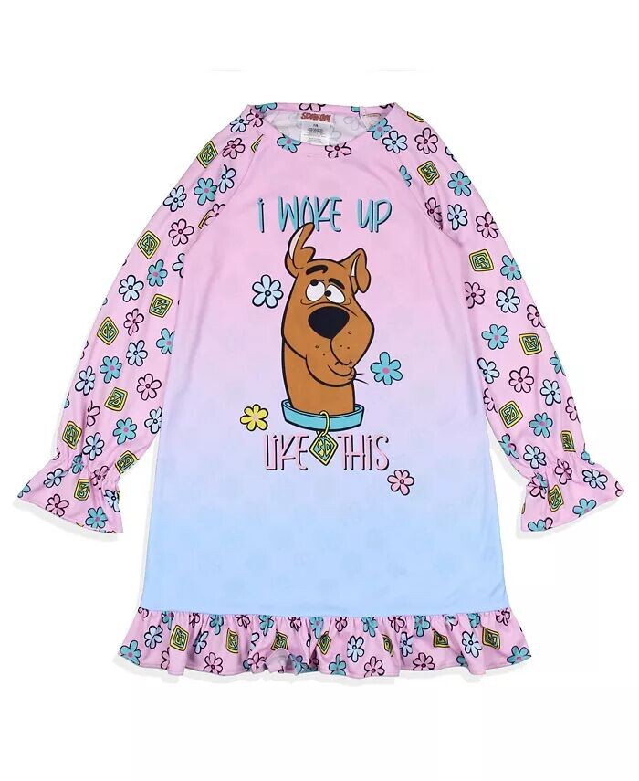 

Девочки, я проснулась, как этот цветок, пижама для сна, ночная рубашка Scooby-Doo, фиолетовый