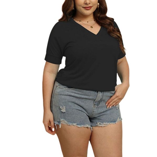 

Женская футболка с V-образным вырезом, свободного кроя, короткий рукав Yesfashion, Black, Черный, Женская футболка с V-образным вырезом, свободного кроя, короткий рукав Yesfashion, Black